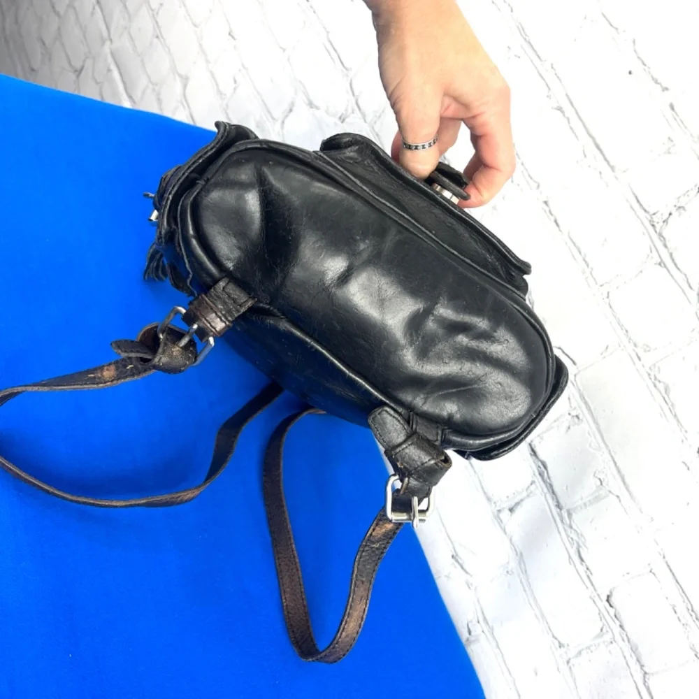 Freebird by Steven Black Leather Backpack with Brown Accents